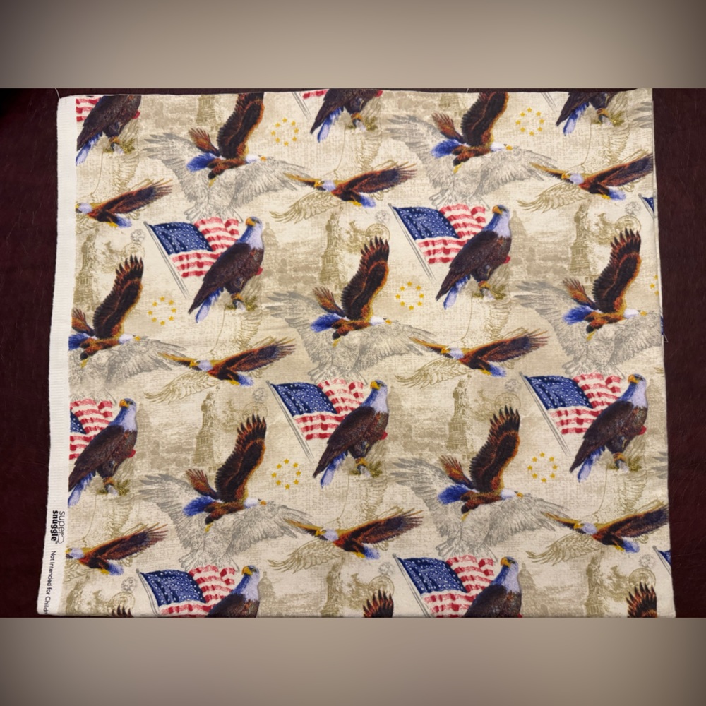 Joann fabric Eagle and Flag Patterned Flannel Fabric 1 Yard